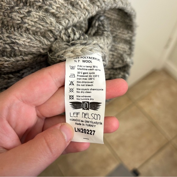 Leif Nelson Men’s Hooded Knit Sweater Size Medium Drawstring Pullover - Picture 9 of 9